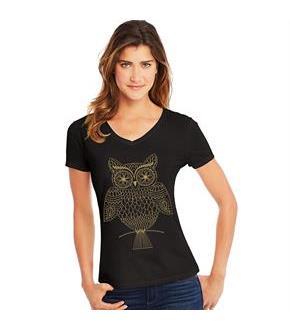 Hanes Women's Whoot Whoo Short Sleeve V-Neck Tee